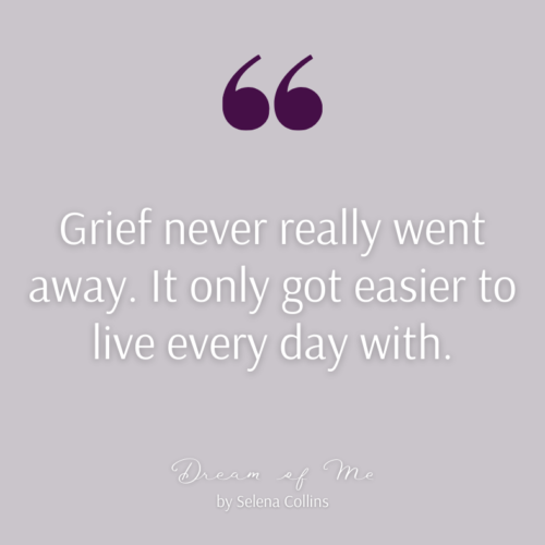 Purple background with a quote from Dream of Me by Selena Collins overlayed
