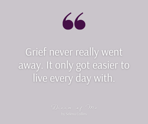 Purple background with a quote from Dream of Me by Selena Collins overlayed