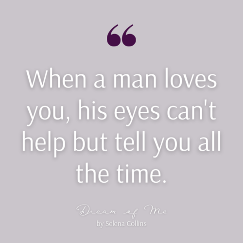 Purple background with a quote from Dream of Me by Selena Collins overlayed